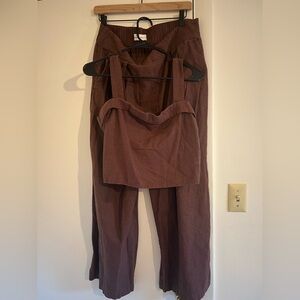 Linen-Blend Wide-Leg Pants and matching Foldover Top